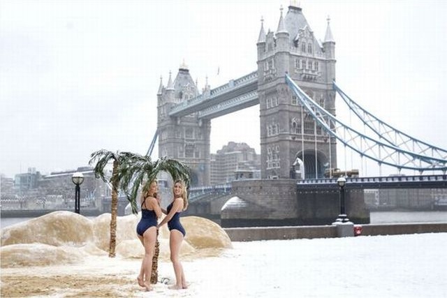 Du joli Beach Volley à Londres sous la neige
