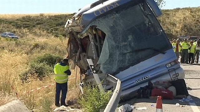 Terrible accident d’autocar hier en Espagne